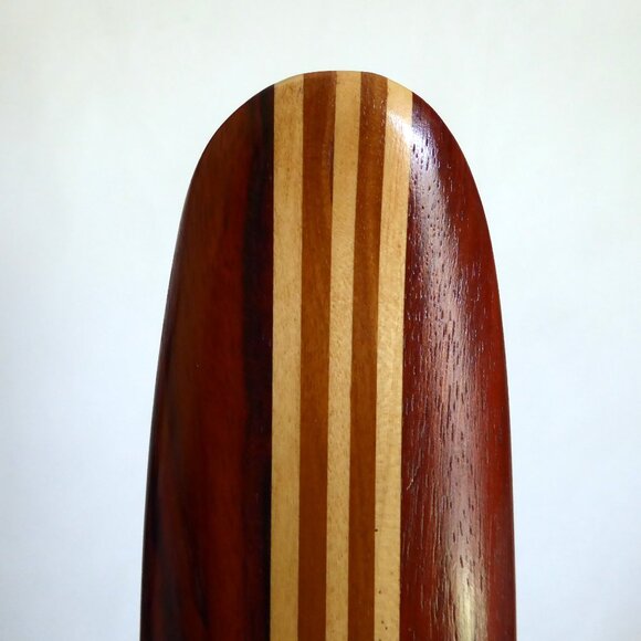 VINTAGE KOA WOOD VERTICAL STRIPE 12” MINIATURE LONGBOARD SURFBOARD DISPLAY STAND - Picture 14 of 14